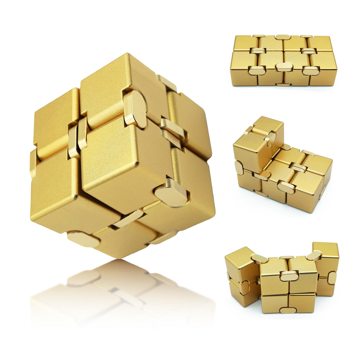 DOLASEV Infinity Cube gold unboxing reveals sleek metal design for focused calm.