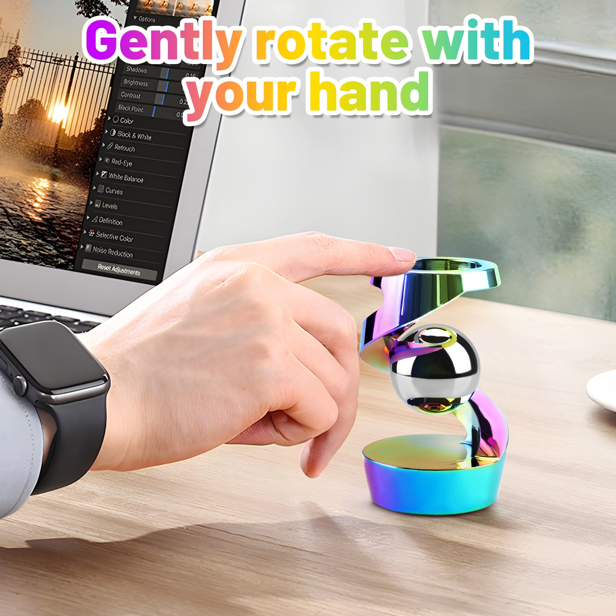 DOLASEV kinetic desk toy office desk setup demonstrates distraction-free focus.