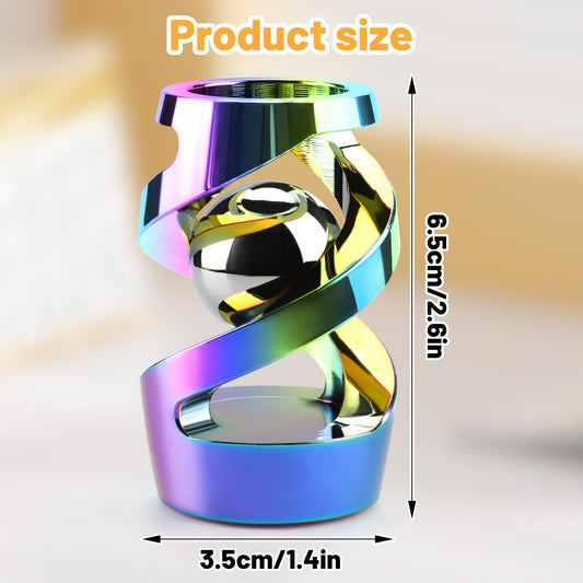 DOLASEV rainbow desk toy in hand shows sturdy aluminum construction.