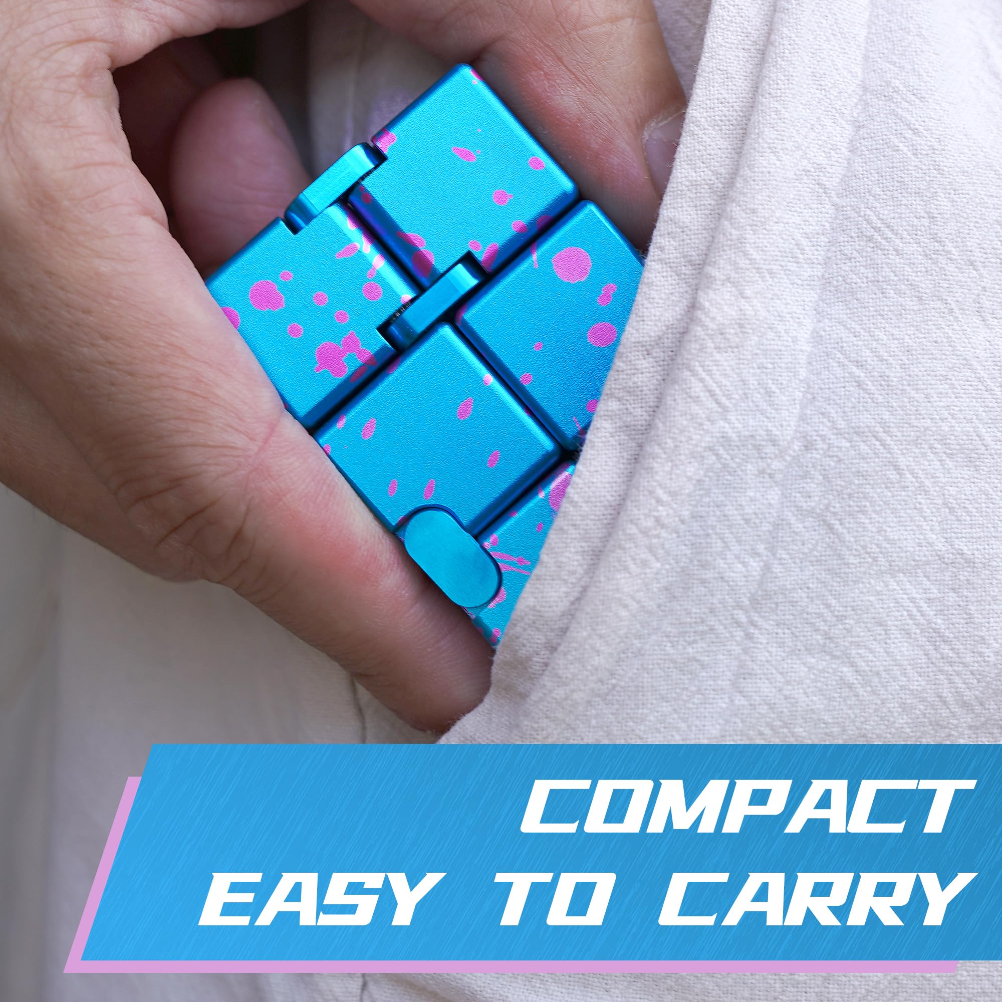 Dolasev Weighted Infinity Cube blue-pink top view, tactile stimulation during work sessions