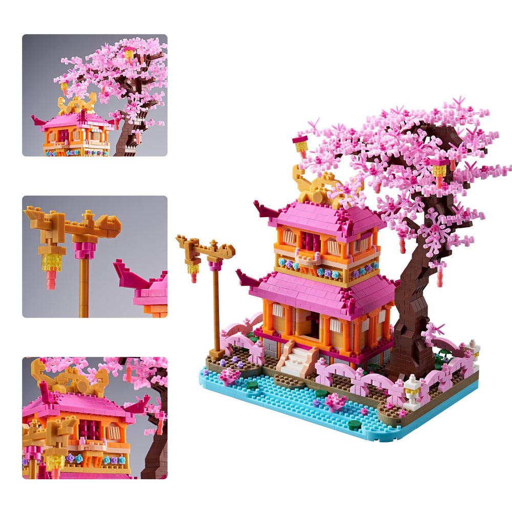 DOLBLOCK Sakura Tree House finished model ready for gifting or display.