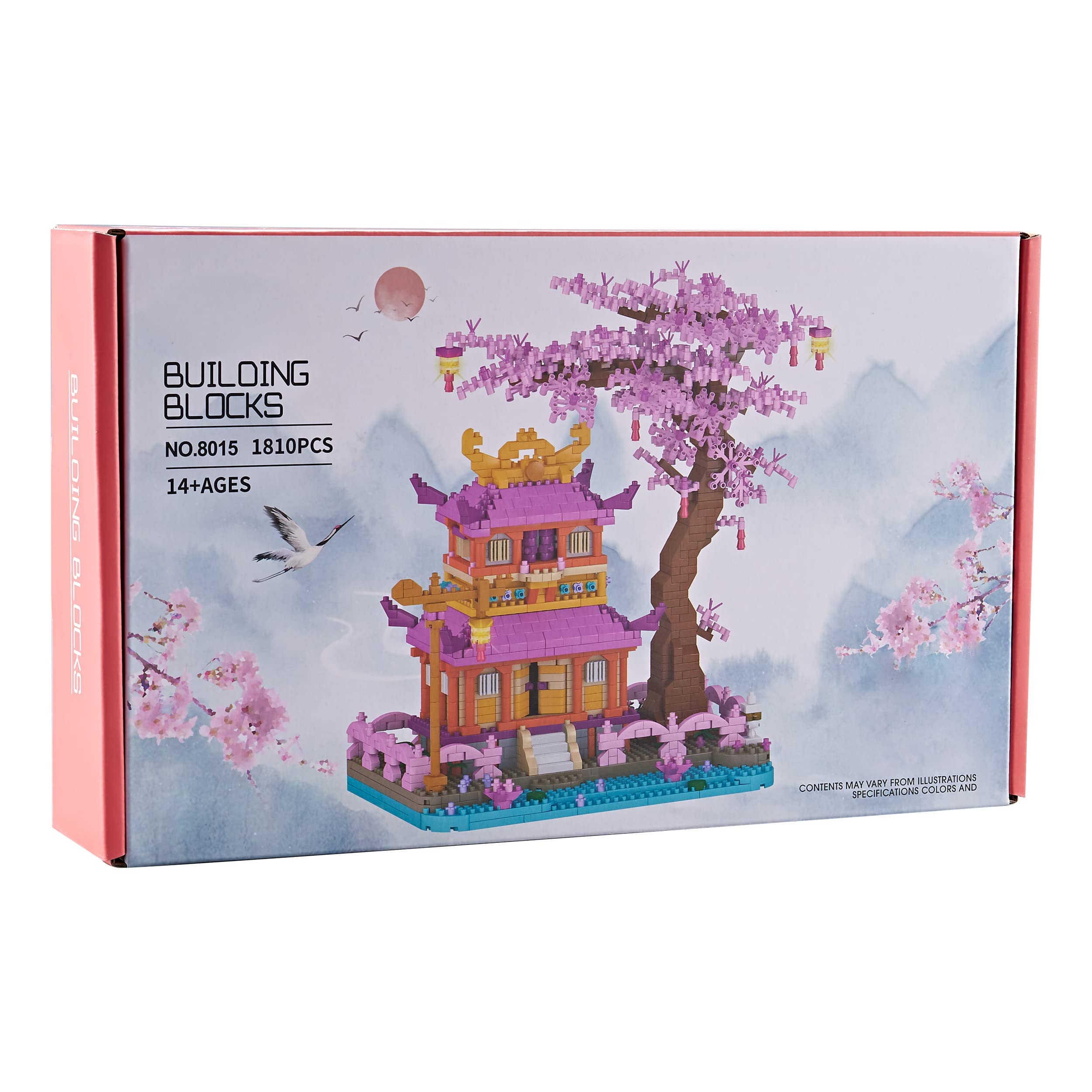 DOLBLOCK Sakura Tree House packaging image shows organized unboxing.