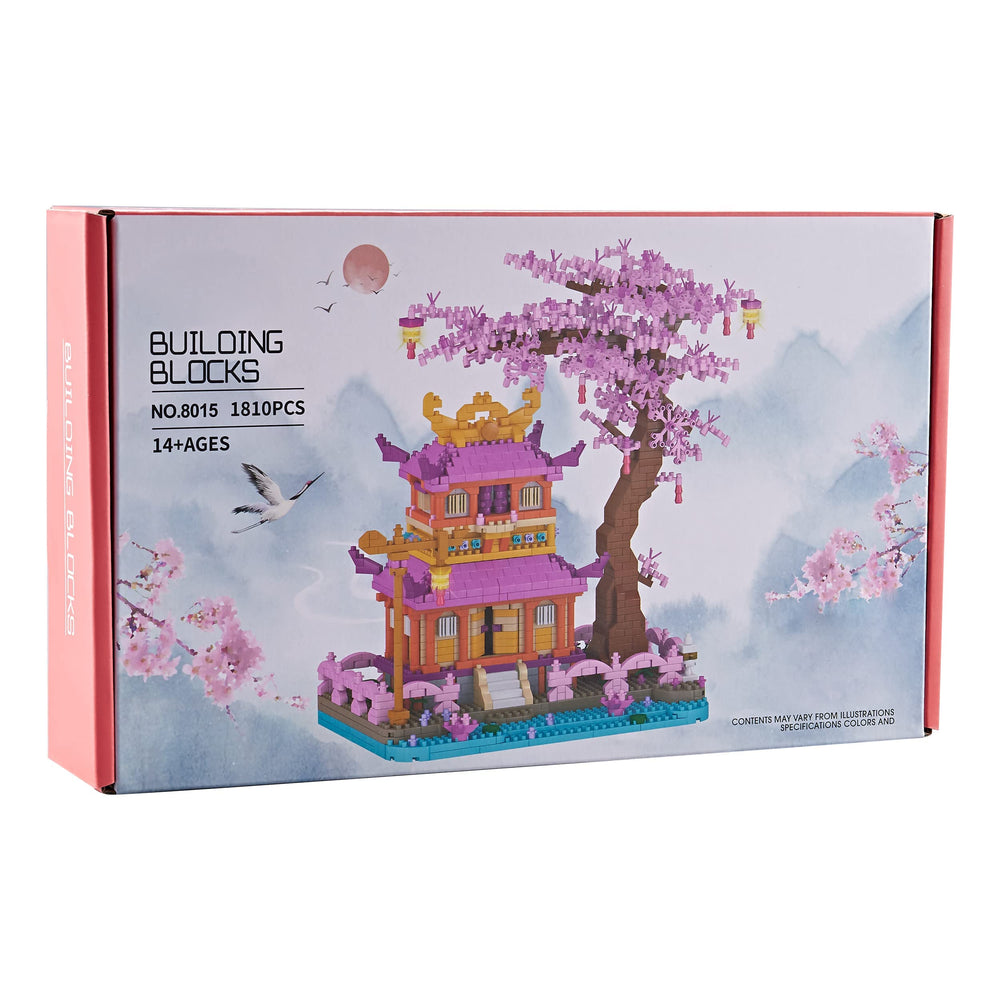 DOLBLOCK Sakura Tree House packaging image shows organized unboxing.
