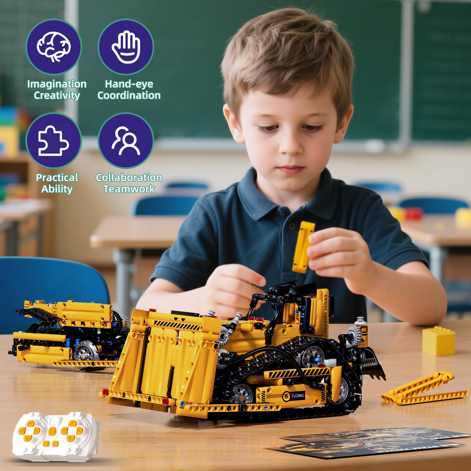 DOLIVE 5-in-1 STEM assembly steps with high-definition stickers for easy setup.