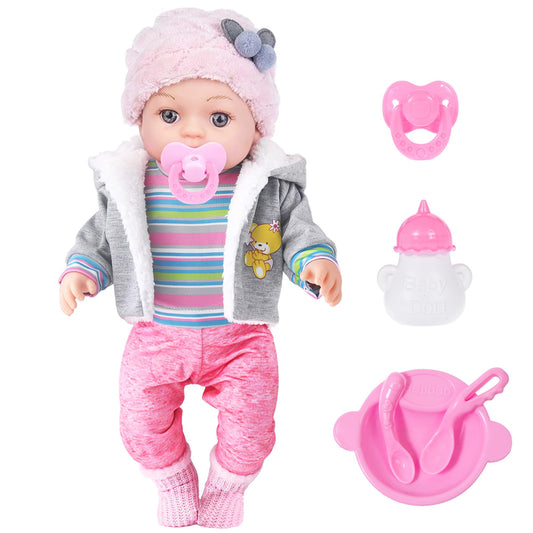 Dollbie 12-inch baby doll face detail with rosy cheeks for nurturing play.