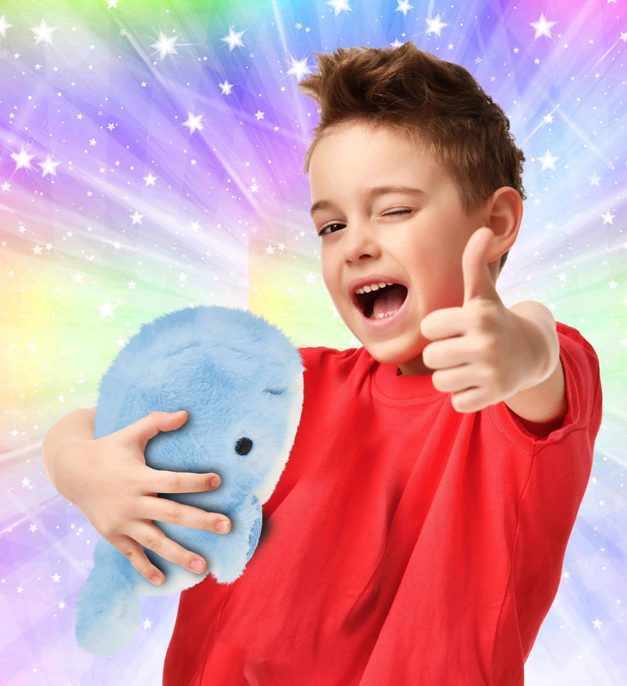 DolliBu Blue Whale face close-up showing soft plush texture