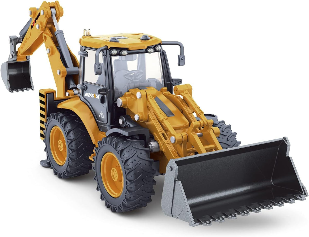 Dollox die-cast excavator front loader at 1:50 scale for precise display and craft play.