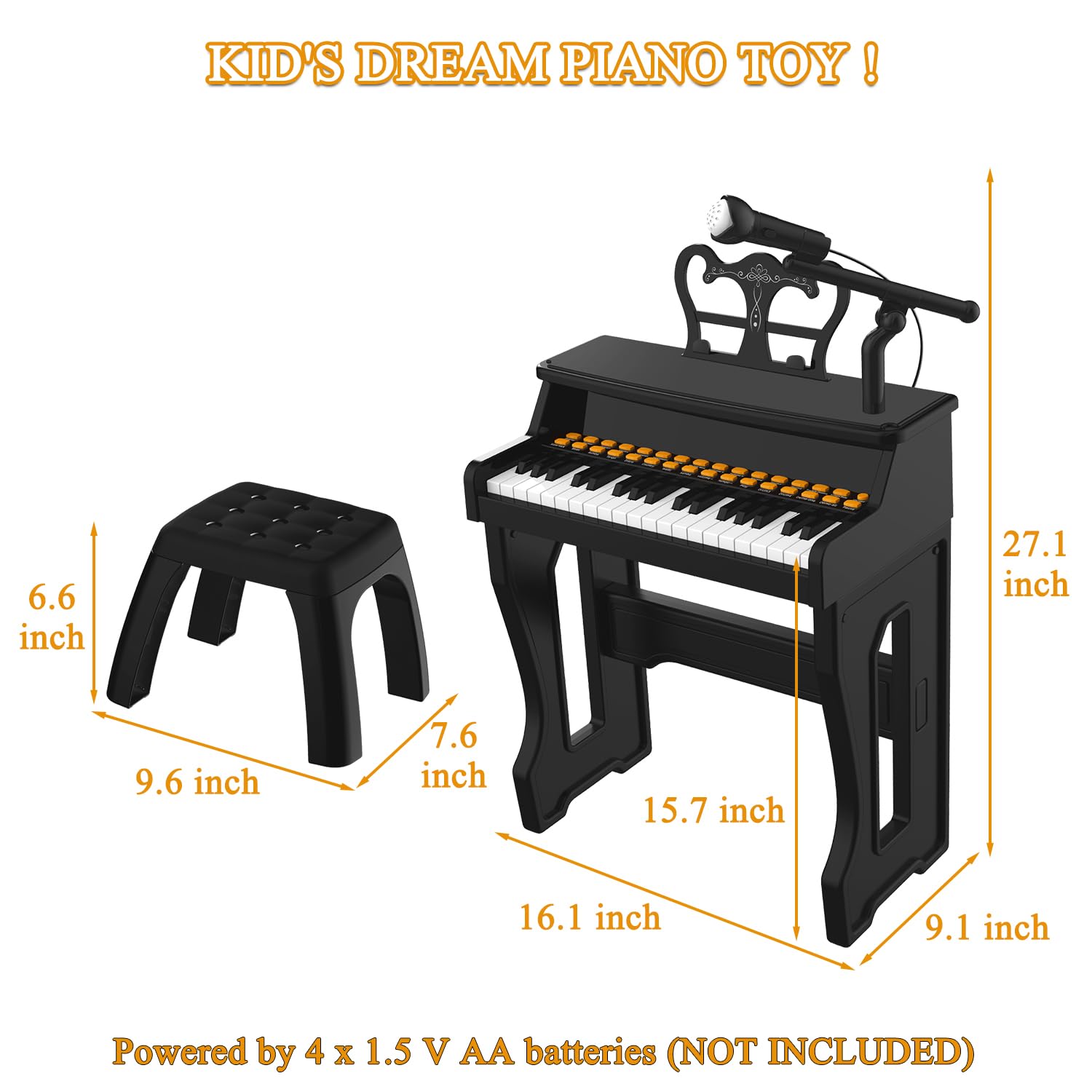 Dollox kid-friendly piano uses durable materials for safe play.