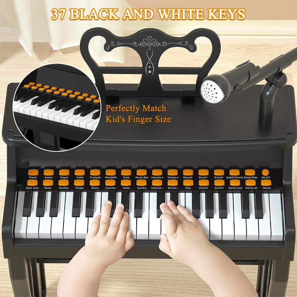 Dollox piano with microphone for singing along during play.