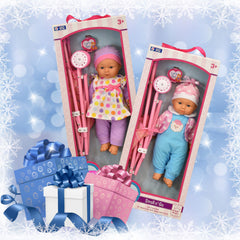 Dolls To Play 18-inch soft-body baby doll with gentle vinyl for cuddly pretend moments.