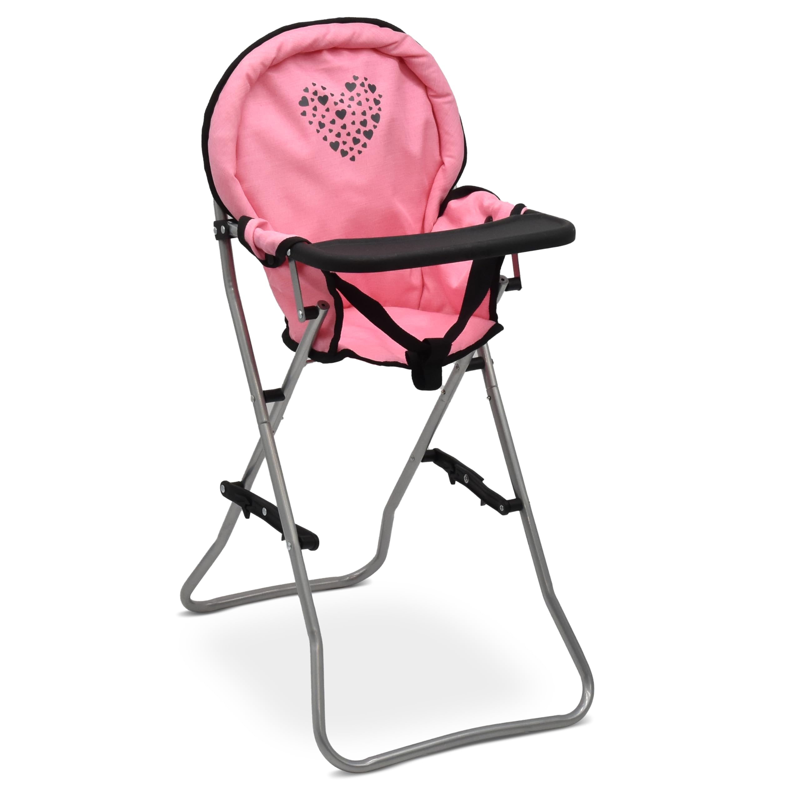 Dolls To Play high chair with foldable tray for 18-inch dolls, ideal for pretend feeding.