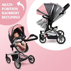 Dolls To Play storage basket provides quick access to diaper bag and gear.
