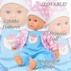 Dolls To Play foldable stroller with seat belt provides safe, portable playtime.