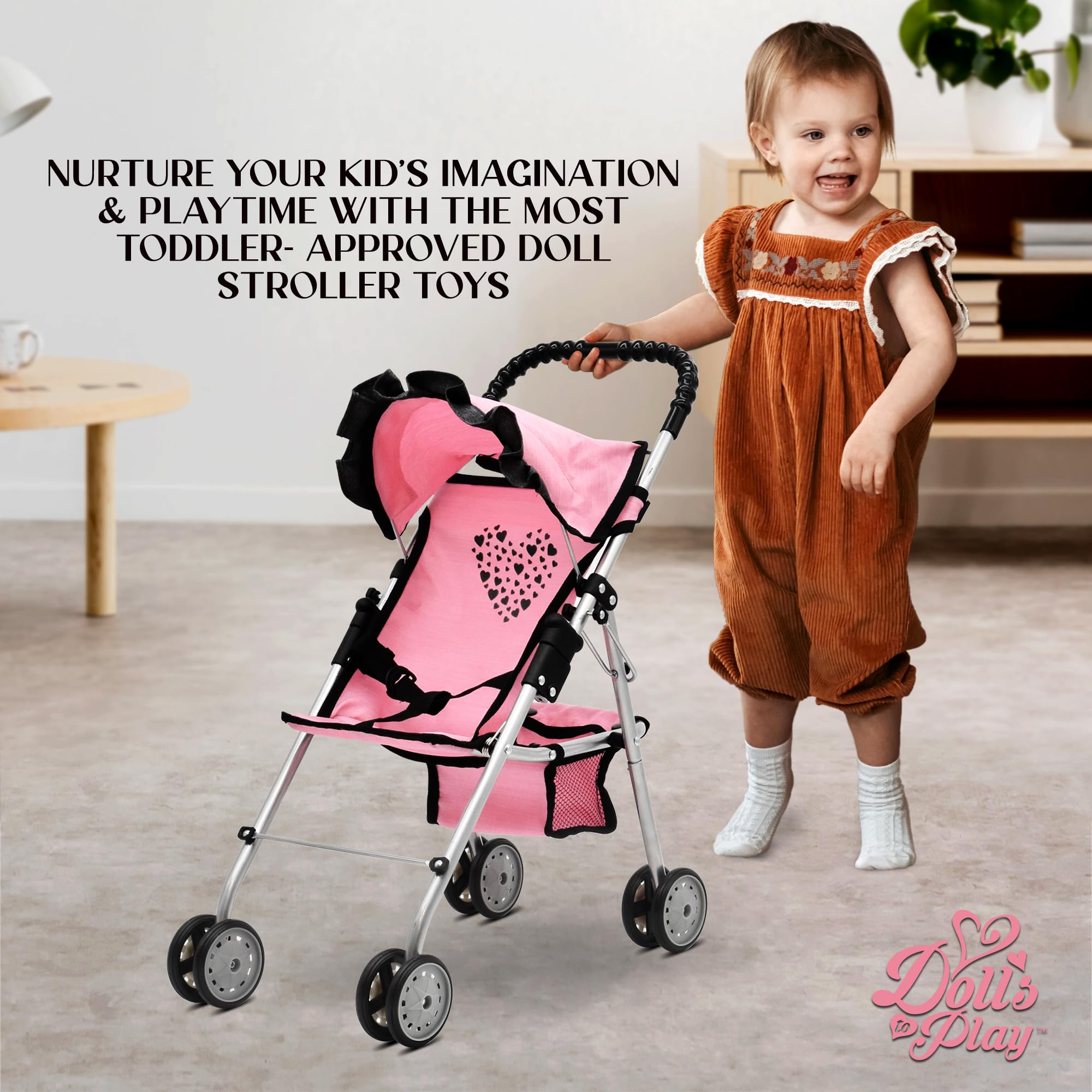 Dolls To Play heart design diaper bag complements stroller playtime