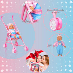 Dolls To Play stroller handles and double wheels offer stable steering.