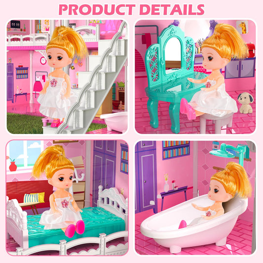 Doloowee dollhouse with slide accessories adds excitement to daily play.