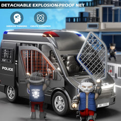 Doloowee Police Car Toy Truck doors open for quick figure access.