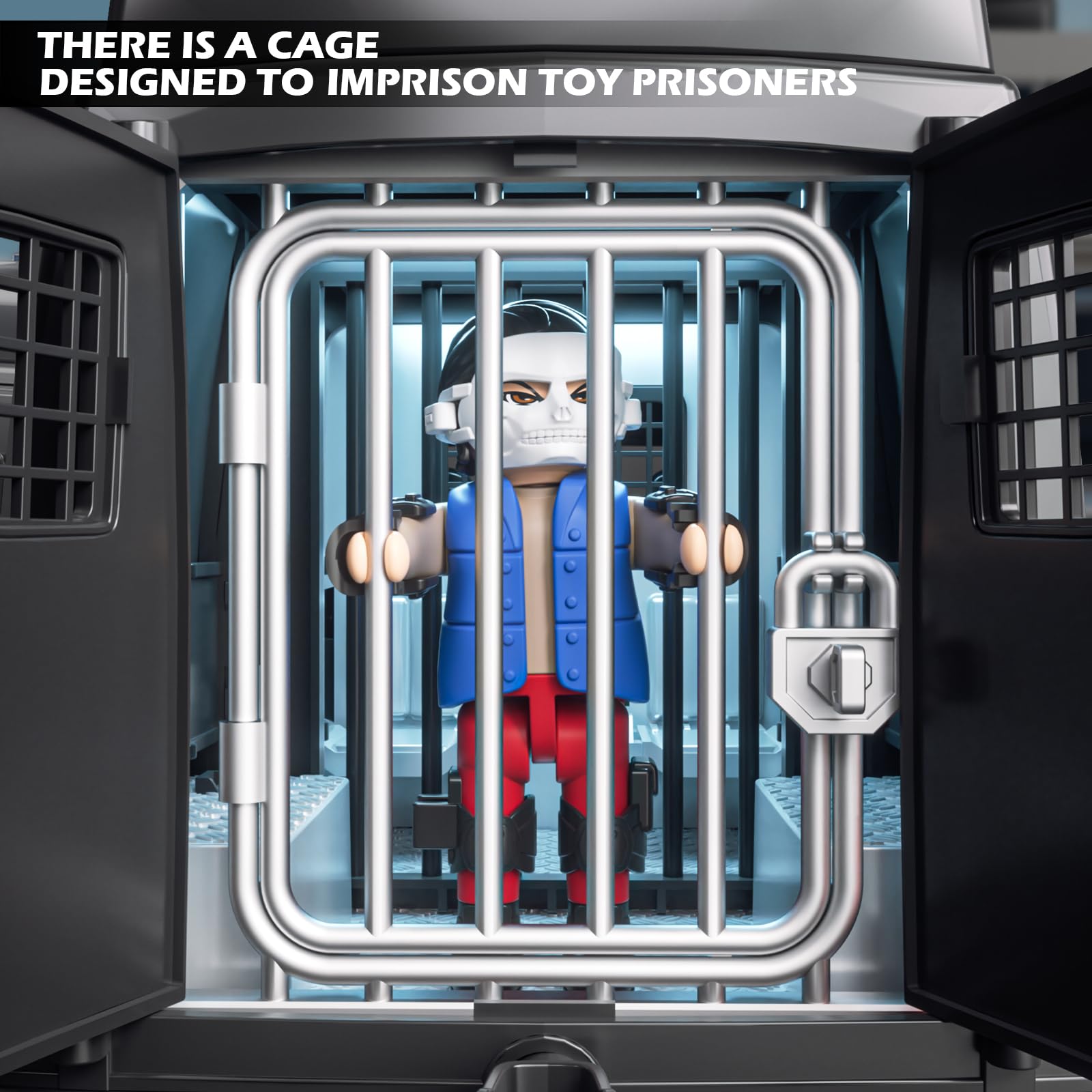 Doloowee Police Car Toy Truck lights and siren enhance role-play realism.