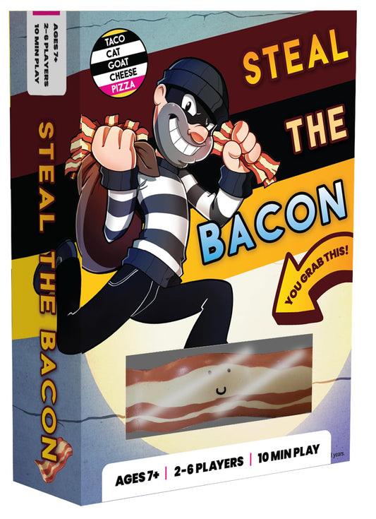 Dolphin Hat Games Steal The Bacon card game in action, a fast family-friendly party activity