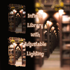 DolphinIsle Infinite Library mirrors create the illusion of endless shelves.