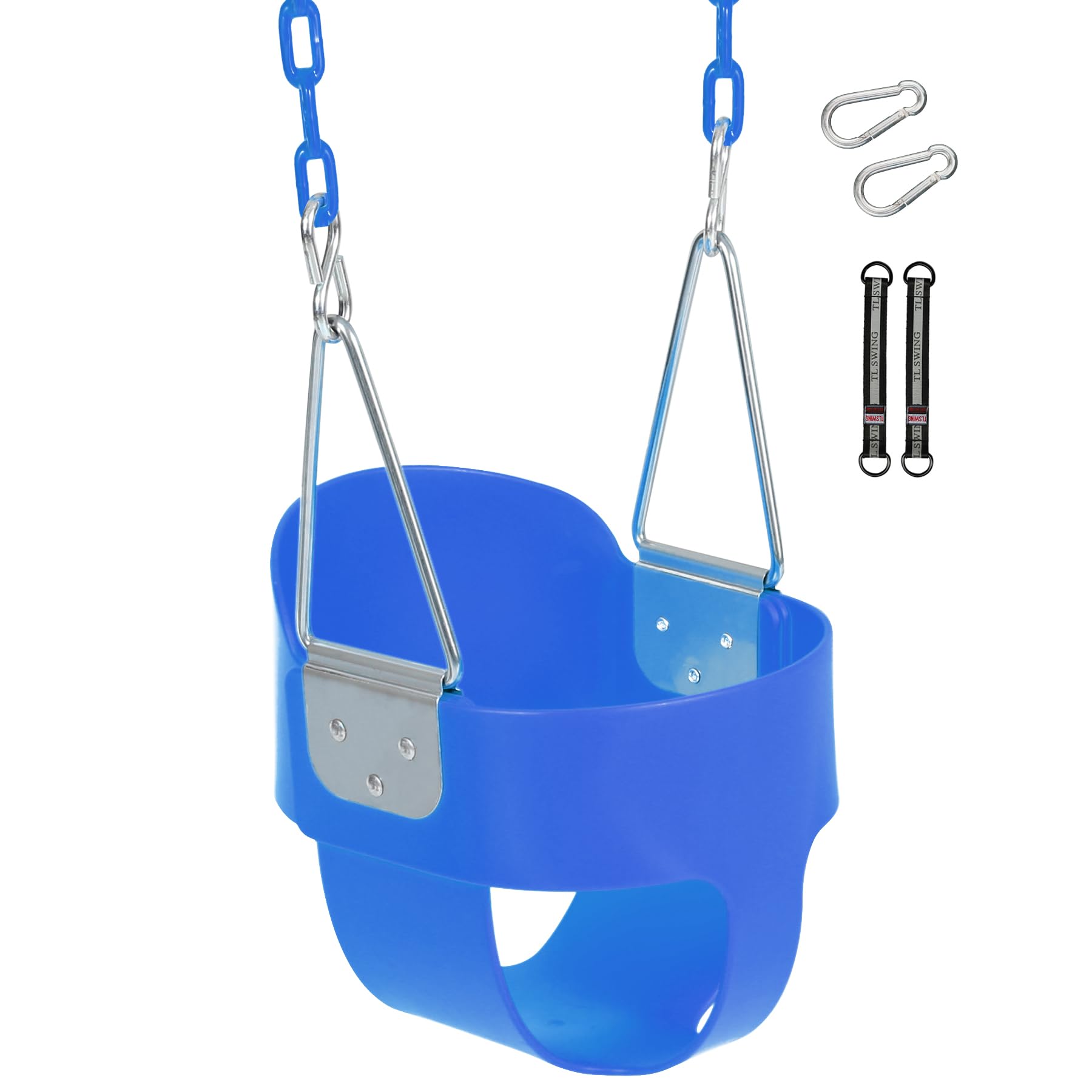 Domaker toddler swing seat with coated chains offers a gentle touch for small fingers.