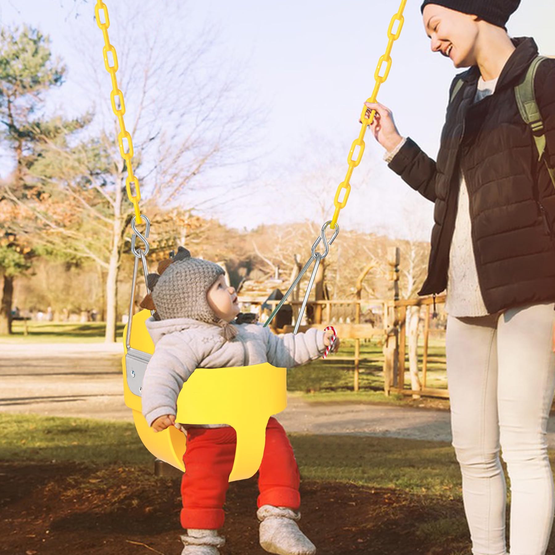 Domaker swing seat supports up to 330 pounds for family use.