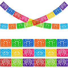 DomeStar Papel Picado banner set as vibrant 18ft backdrop for festive photos