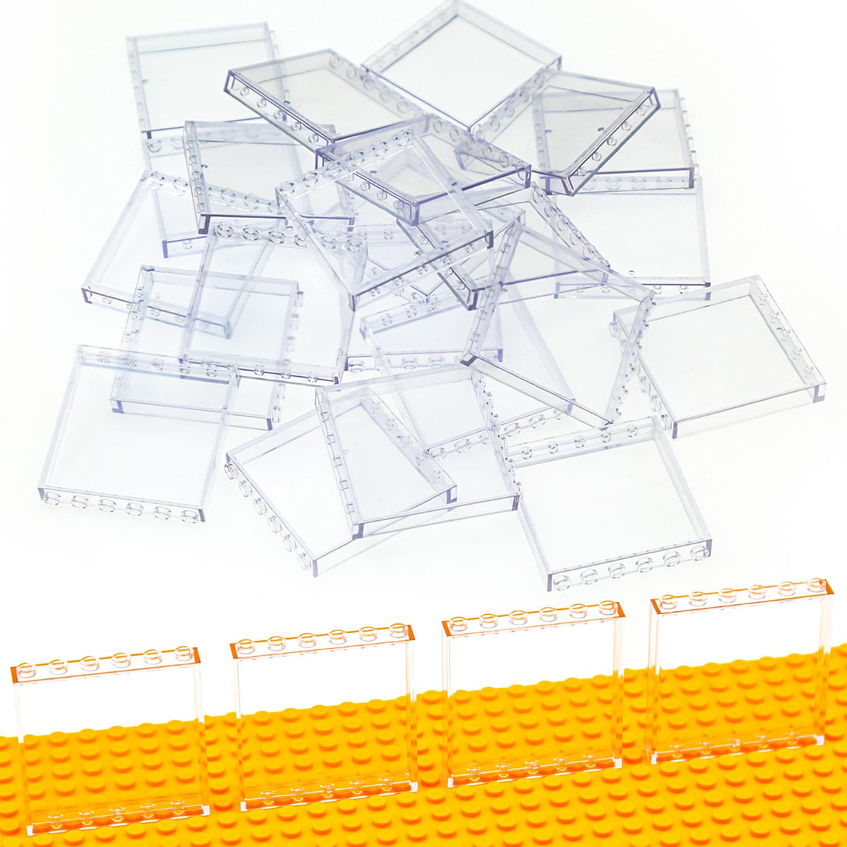Domoni clear bricks 1x6x5 side view highlights versatile transparent design for windows and modern builds