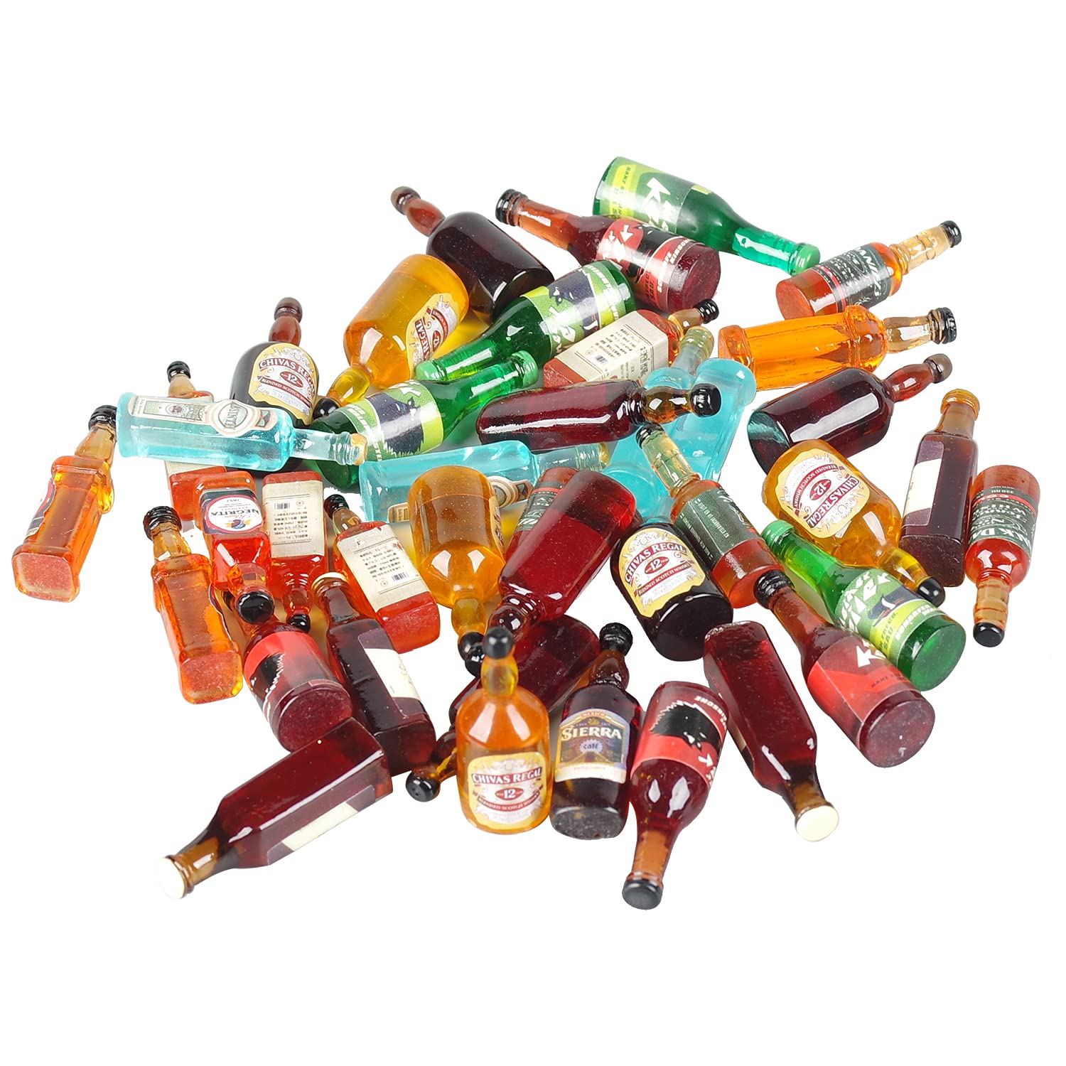 Dong Huang mini beer bottle collection for dollhouse kitchens and bars.