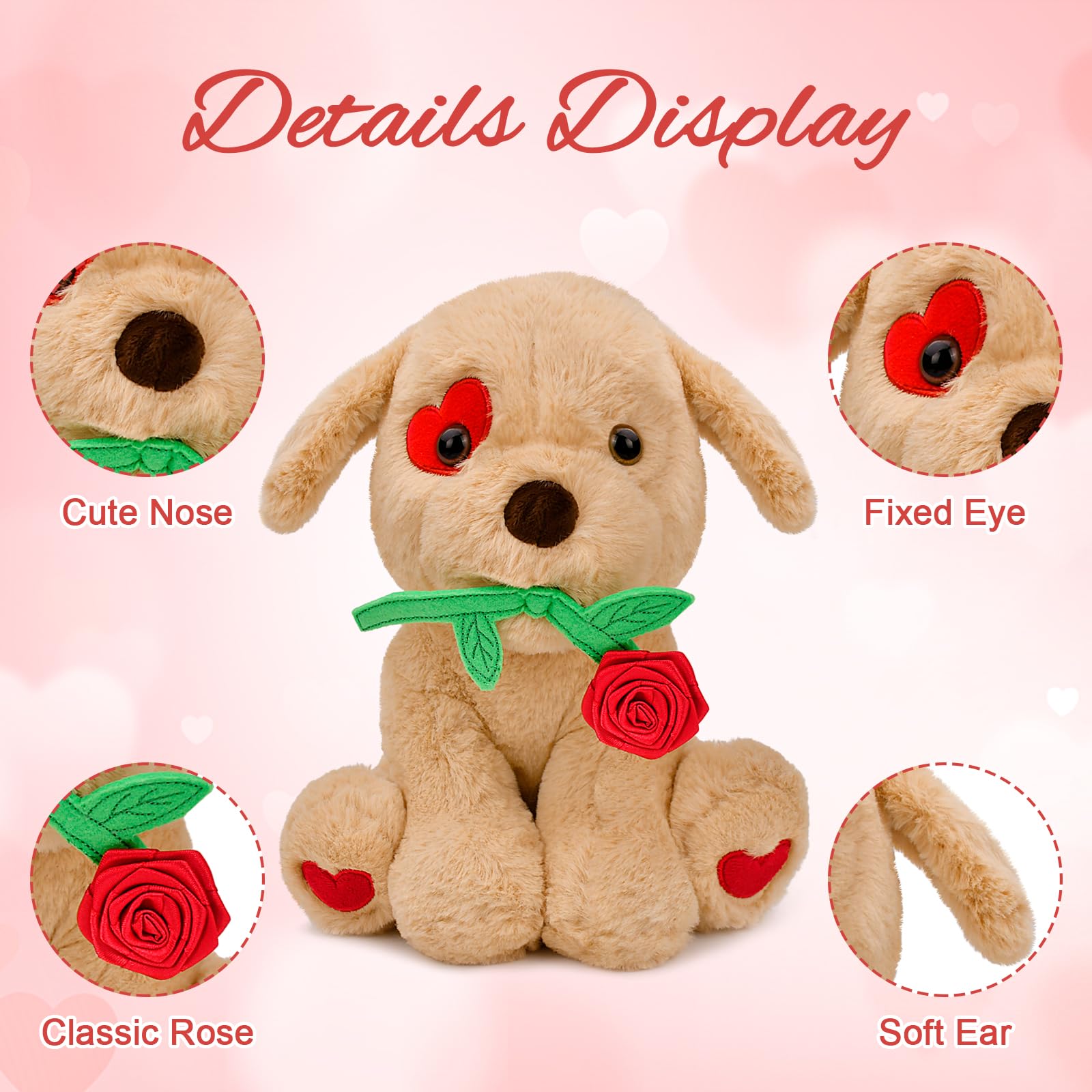 Donse dog with rose on bed or sofa, adds charming ambiance