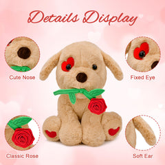 Donse dog with rose on bed or sofa, adds charming ambiance