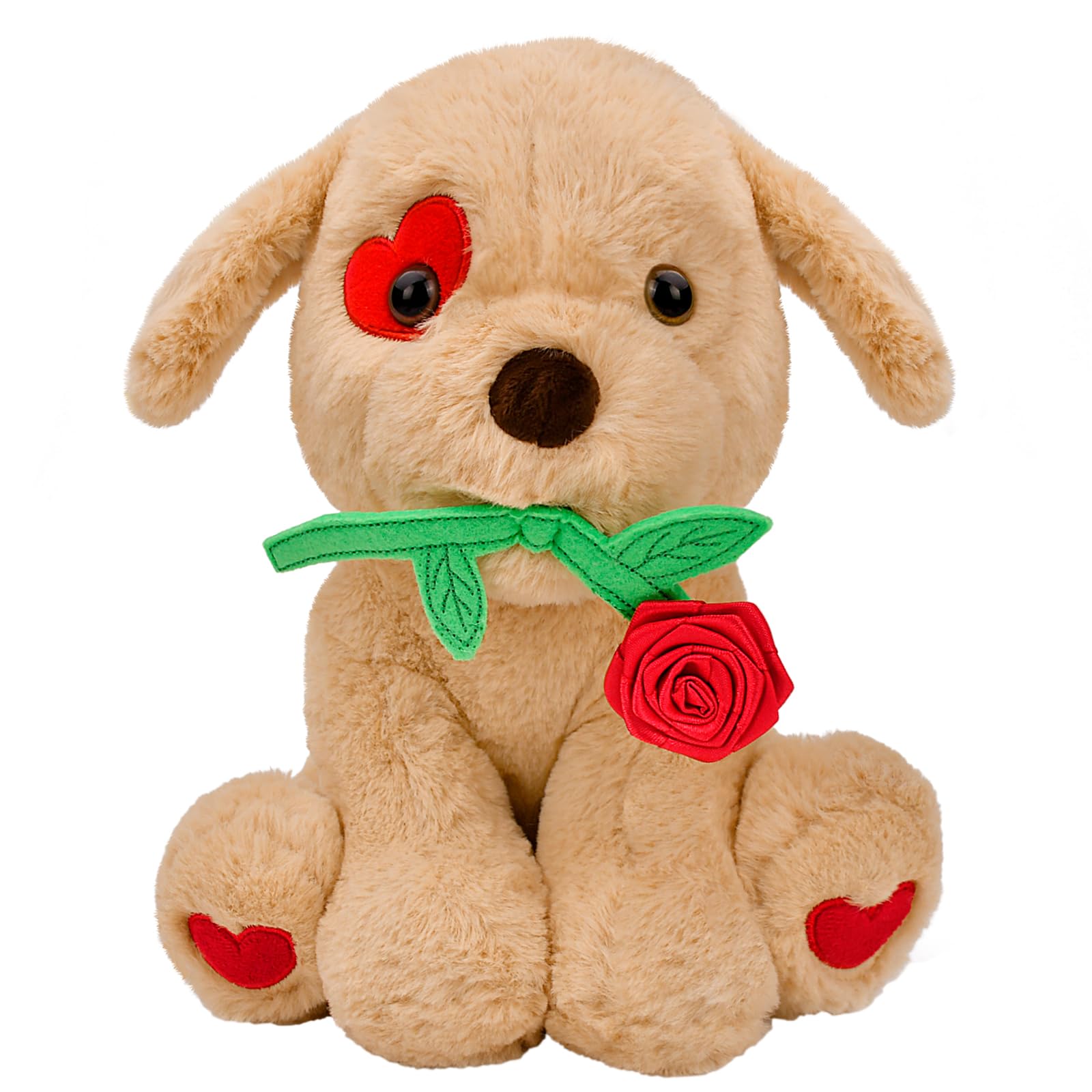 Donse Valentine’s dog with rose, a 10-inch cuddly gift for her