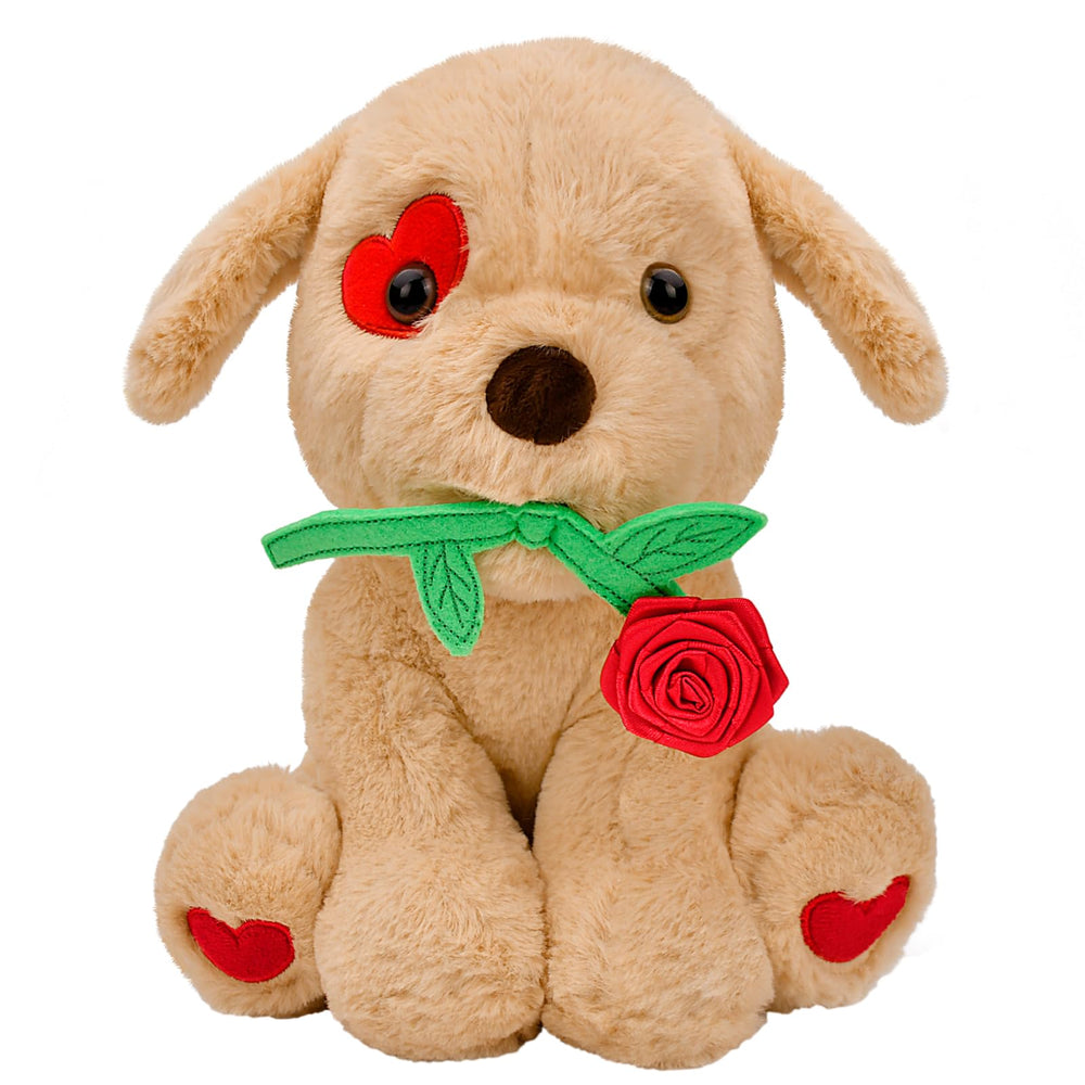 Donse Valentine’s dog with rose, a 10-inch cuddly gift for her