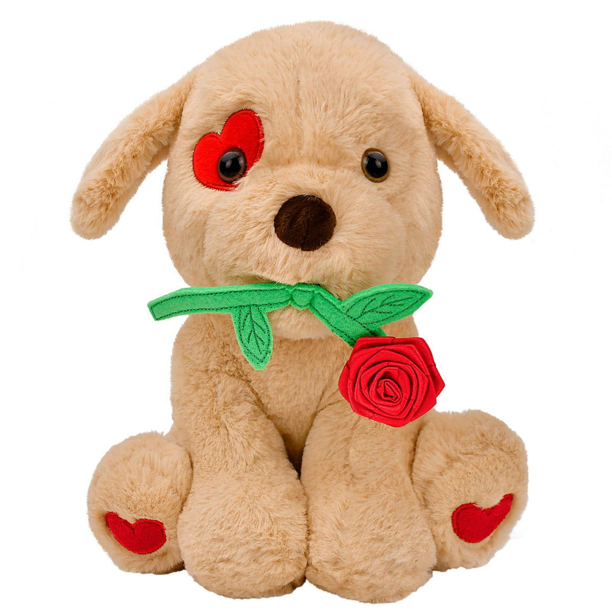 Donse Valentine’s dog with rose, a 10-inch cuddly gift for her