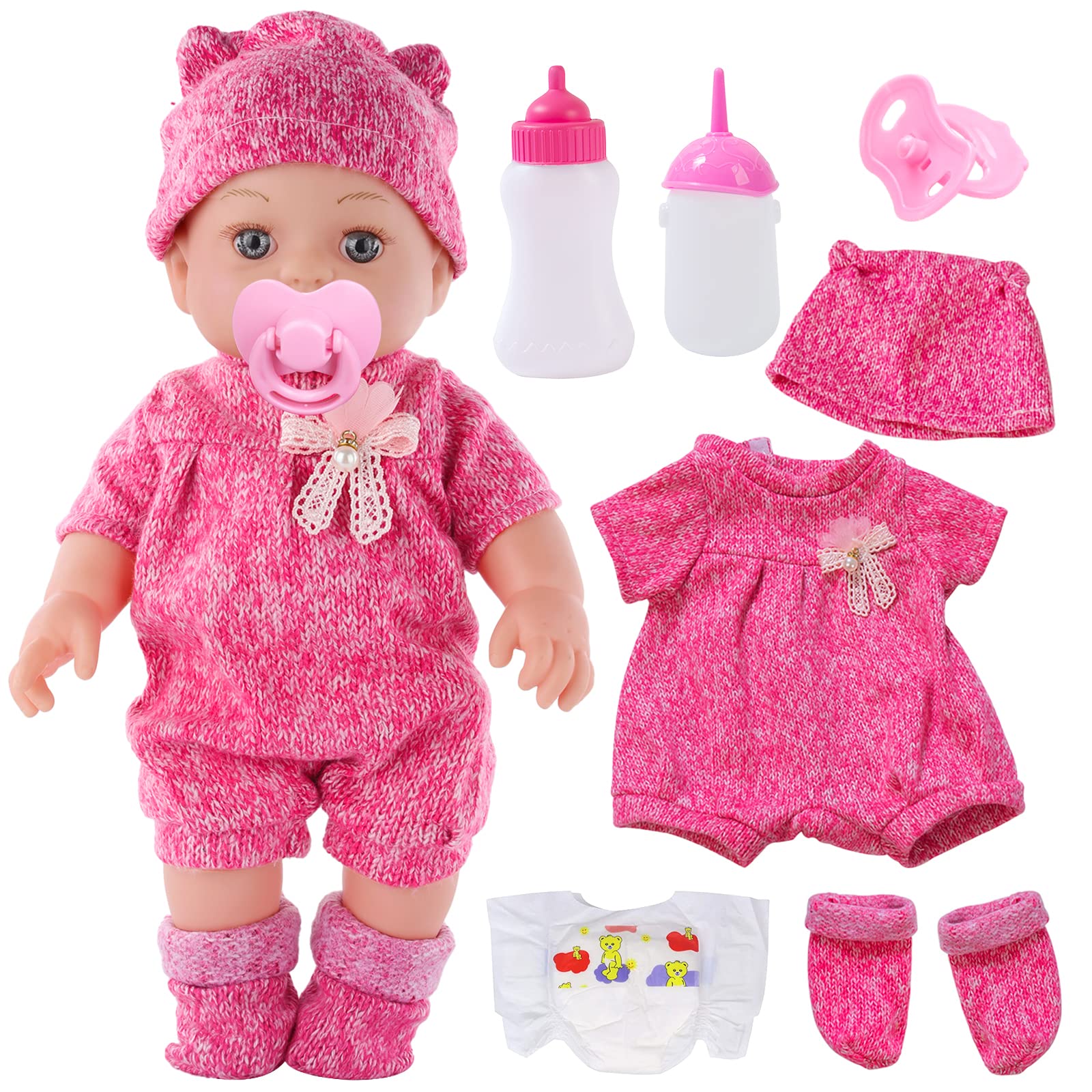 DONTNO 12-inch baby doll wearing clothes set for imaginative dress-up play and nurturing moments.