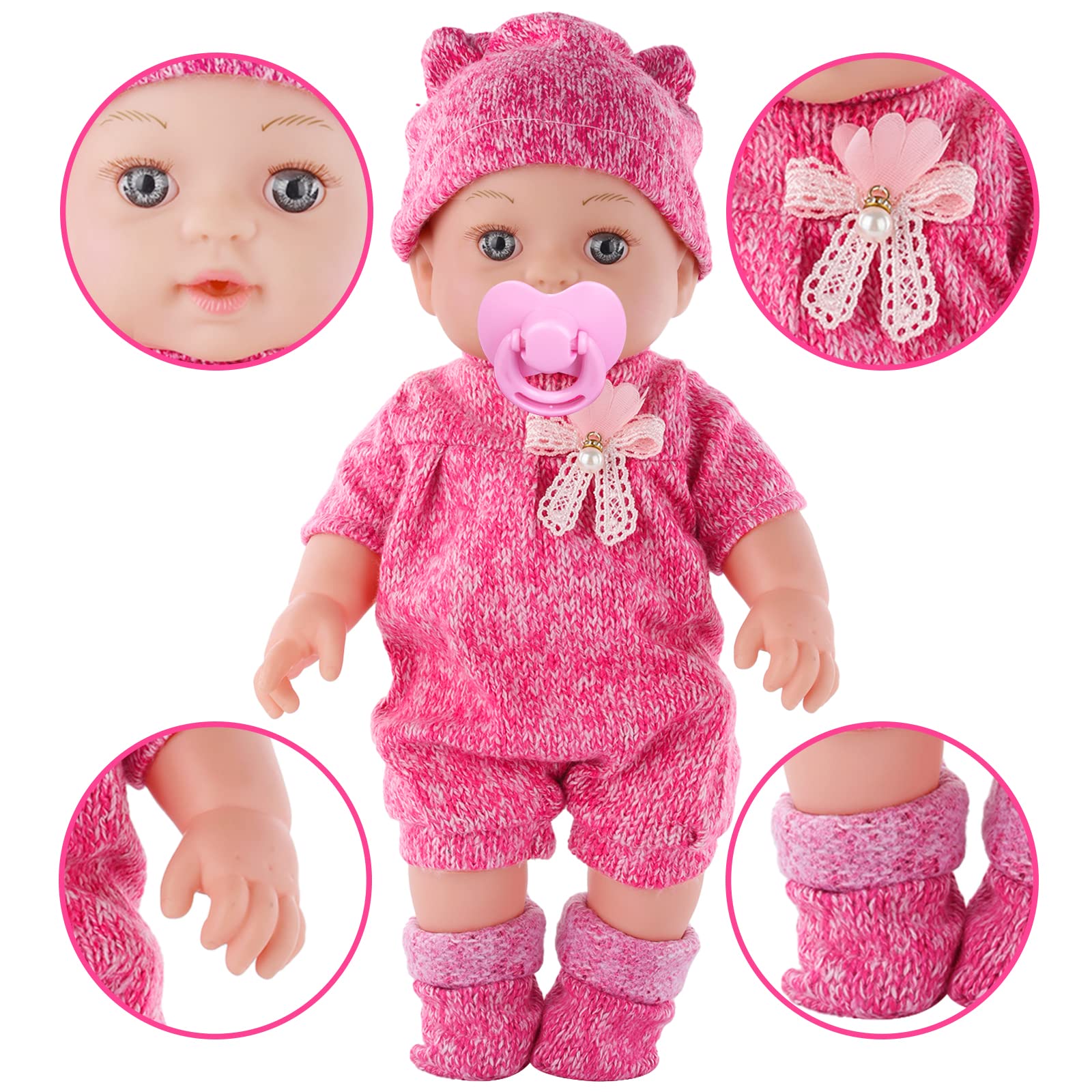 DONTNO baby doll pacifier and bottles for realistic feeding role-play scenarios.