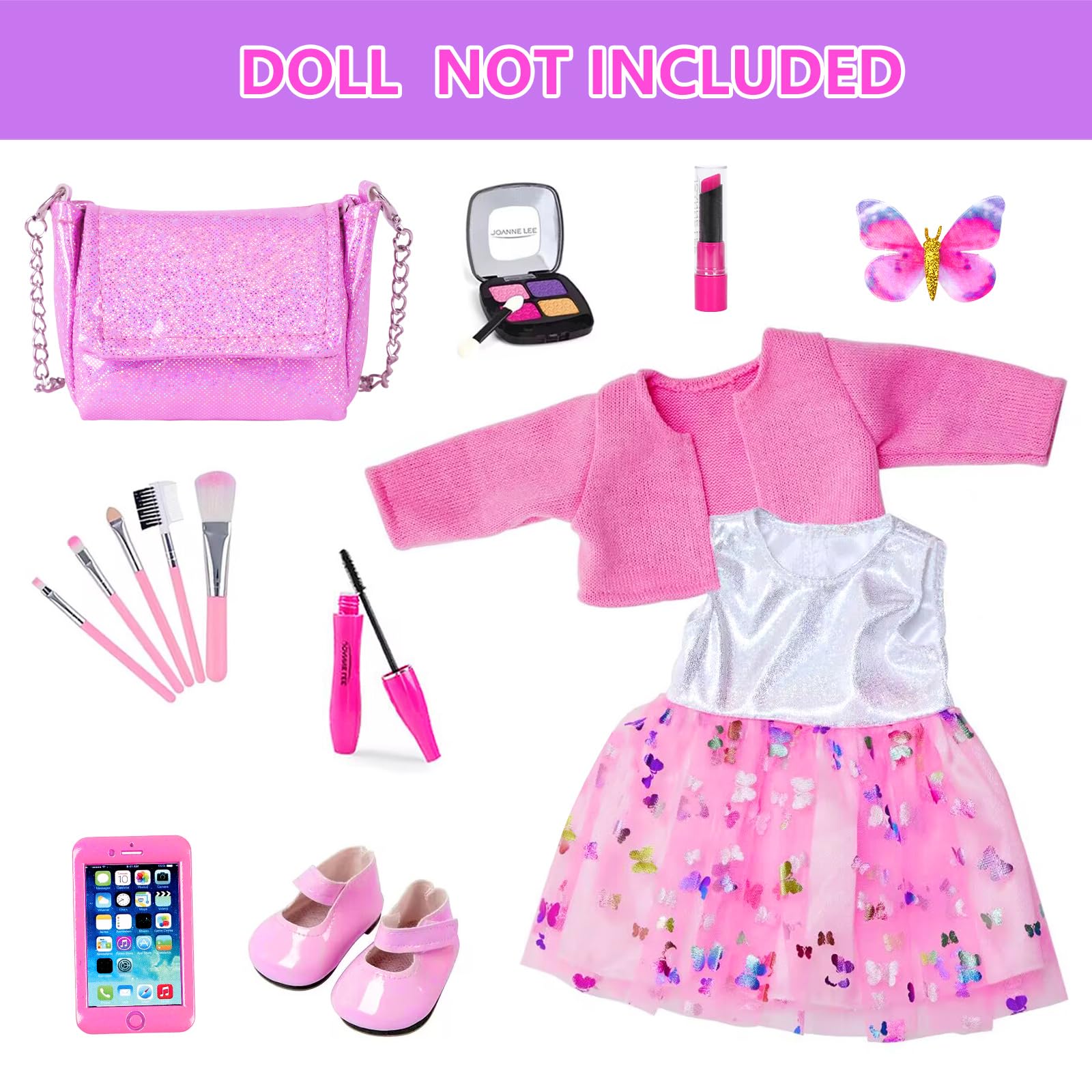 DONTNO makeup set with phone, eye shadow, and lipstick for kid-friendly pretend routines.