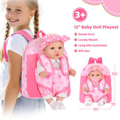 DONTNO pink fruit backpack detail storage for doll clothes and accessories