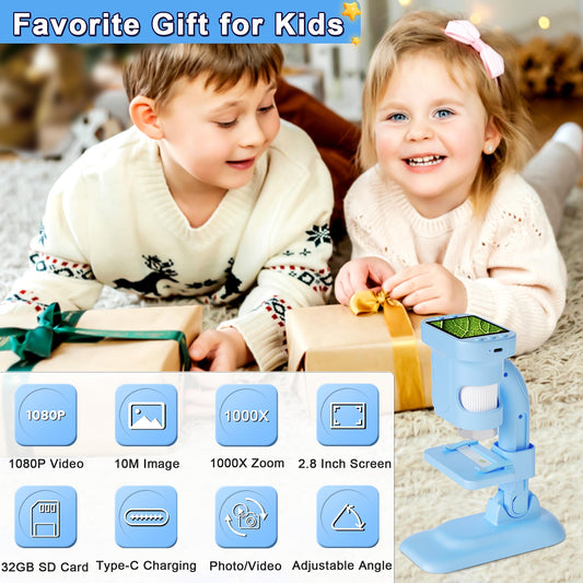 Doobuli Kids Microscope IPS screen for clear, comfortable viewing.