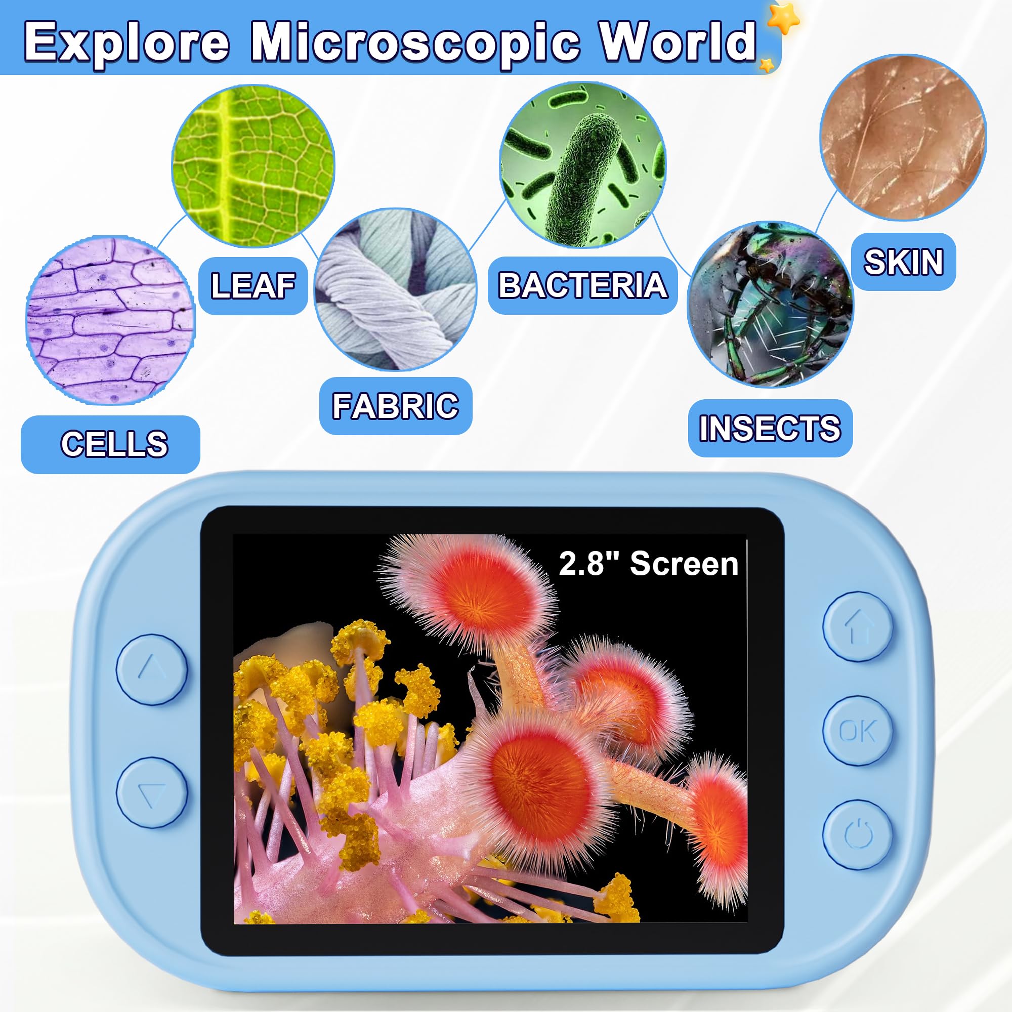 Doobuli Kids Microscope portable stand enables easy on-the-go use.