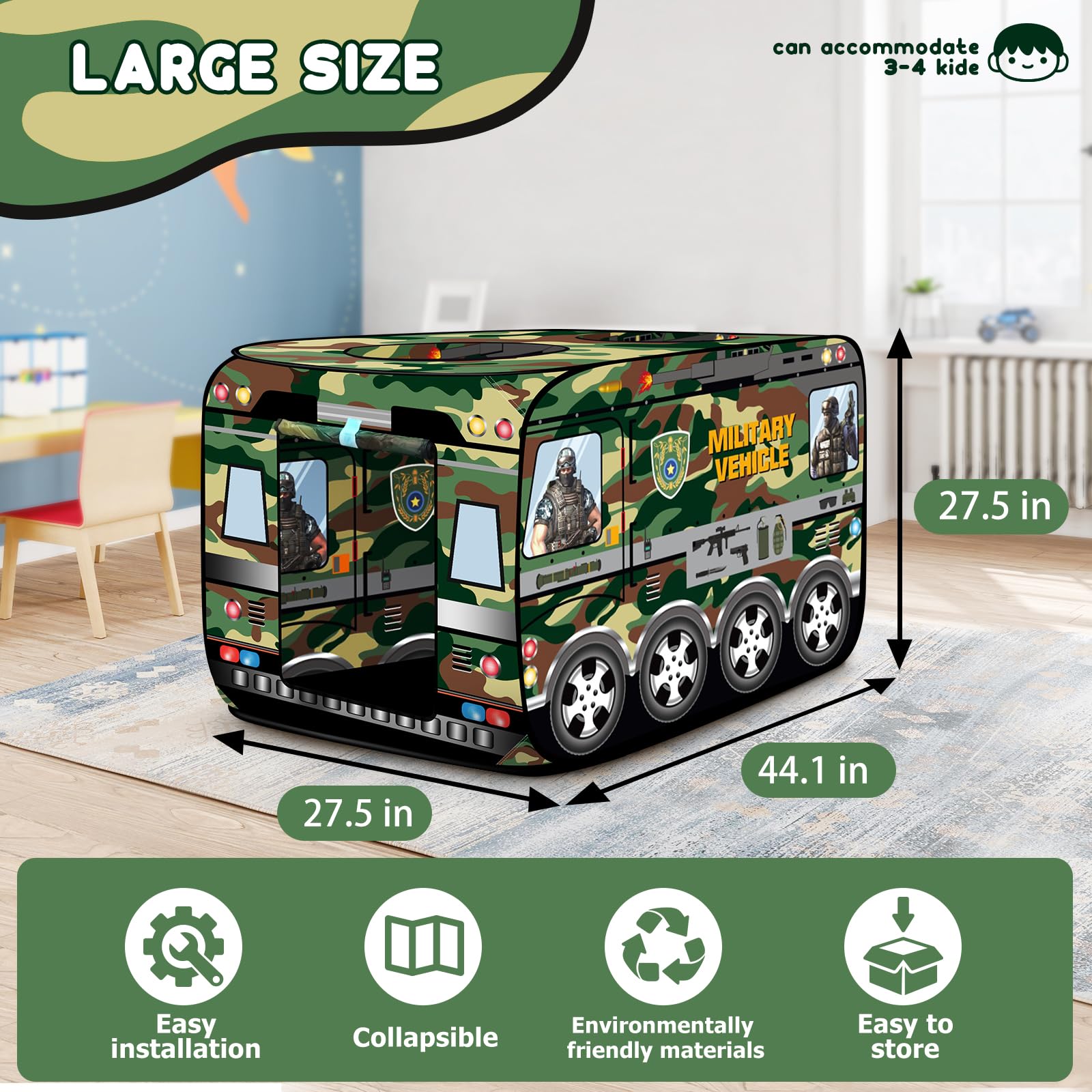 Doolmin imaginative green vehicle design inspires storytelling and role play.