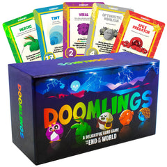 Doomlings Base Edition box front with vibrant art signaling family-friendly fun