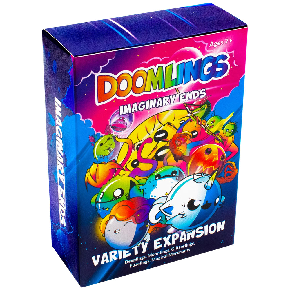Doomlings Imaginary Ends Variety Expansion cover—bright artwork invites playful gameplay sessions.