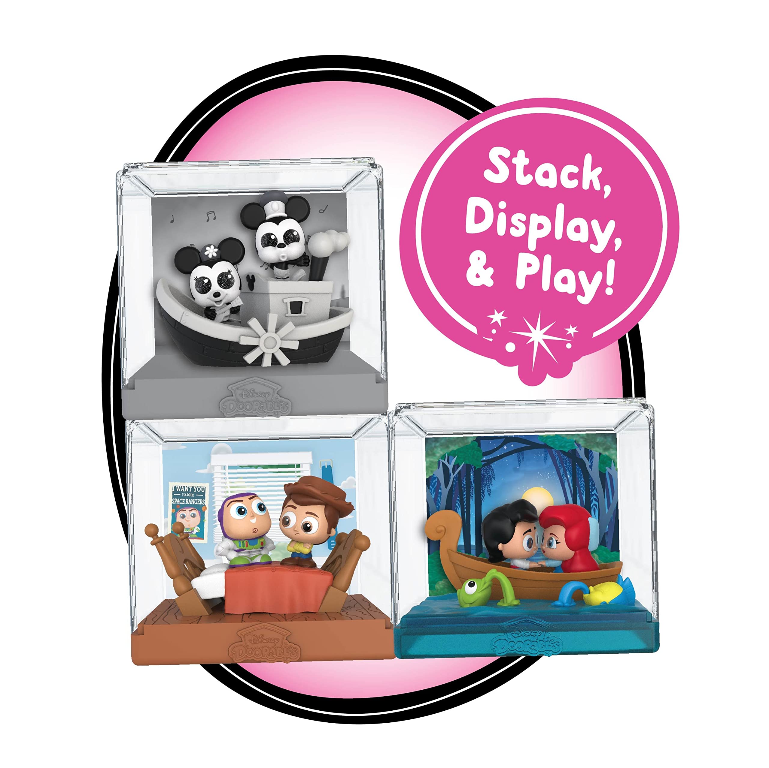 Doorables collector cards shown with a two-sided hint for the scene.