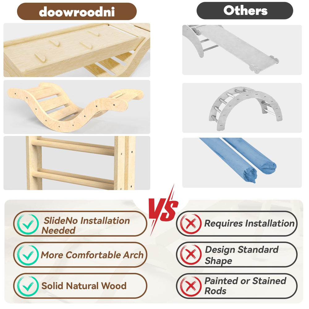 Doowroodni Pikler triangle slide adds gentle motion for active fun