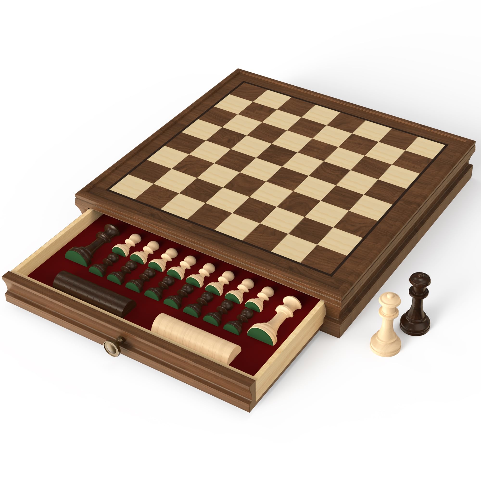 Doowroodni walnut chess board 13x13 with magnetic play for portable home games