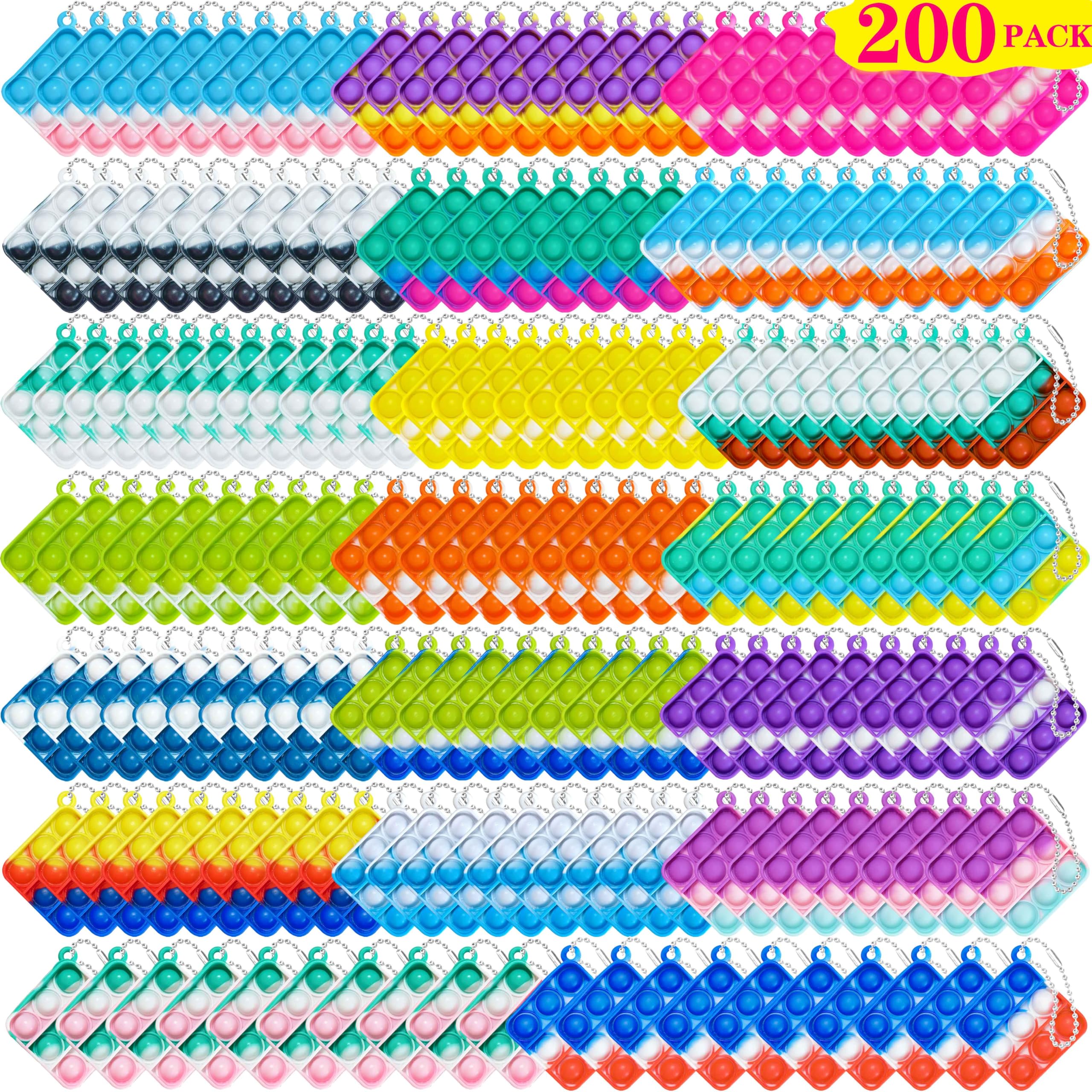 DOPWQAA mini pop bubble keychain set with colorful silicone bubbles for portable fidget fun.