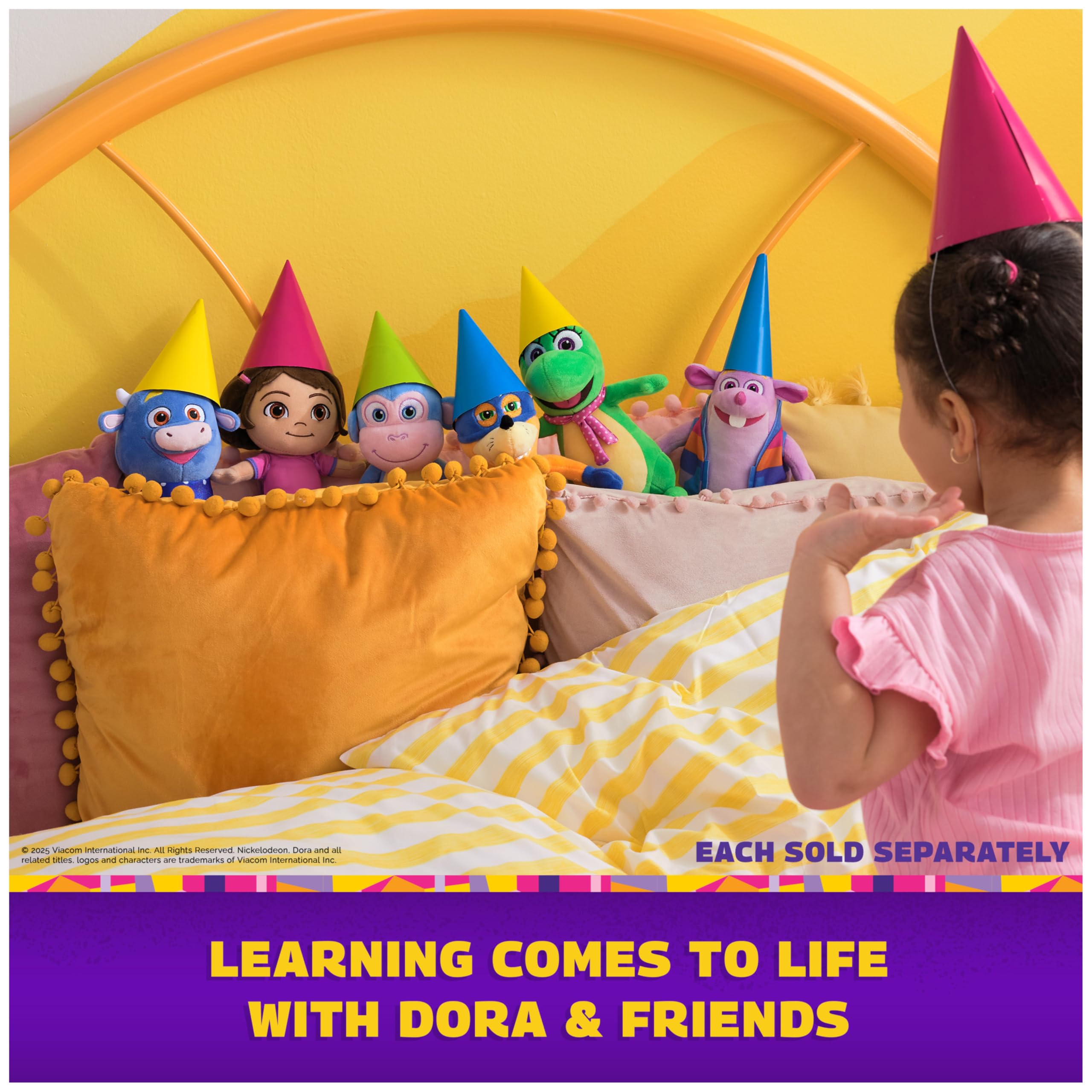 DORA 8-inch plush ships in poly bag, ready for gifting.