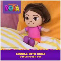 DORA plush with iconic purple backpack for classroom-style roleplay.