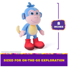 Soft 8-inch DORA Boots plush toy suited for kid-friendly fun.